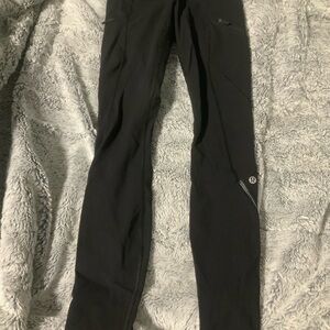 lululemon Speed Tight Leggings Women’s Size 2 Black Reflective Running Pockets